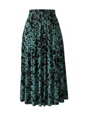 Carole Little for St. Tropez Teal Floral A-Line Maxi Skirt - Women's size 8